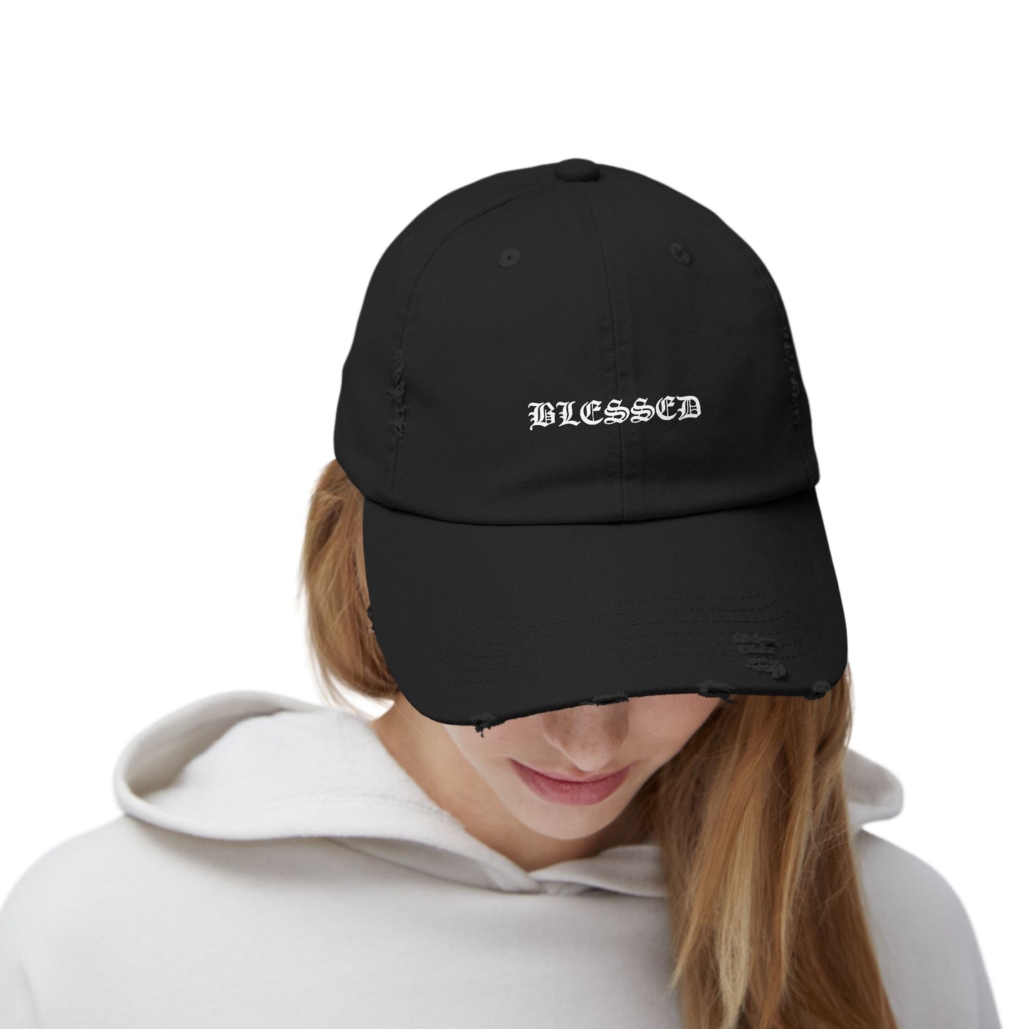 Distressed 'Blessed' Cap
