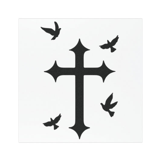 Cross Car Magnet with Flying Doves — Christian Vehicle Decal